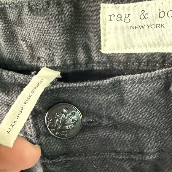 NWOT Rag & Bone Alex High-Rise Straight-Leg Jeans Black Denim Women’s Size 31 - Picture 10 of 14